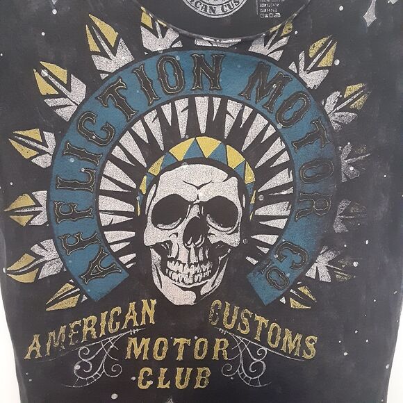 Affliction Womans Small American Customs Motor Club Native American Skull - Picture 2 of 8